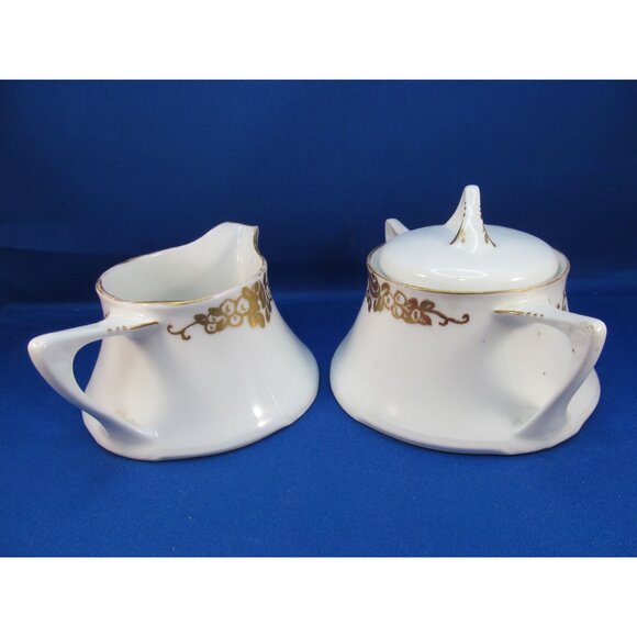 Vintage 1940s Porcelain Creamer and Sugar Bowl Set Signed Z.S.C Bavaria - Picture 11 of 13